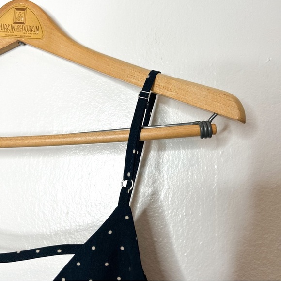 JOA Womens Sleeveless Tie Front Polka Dot Crop Tank Top Navy Blue Medium M - Picture 6 of 8